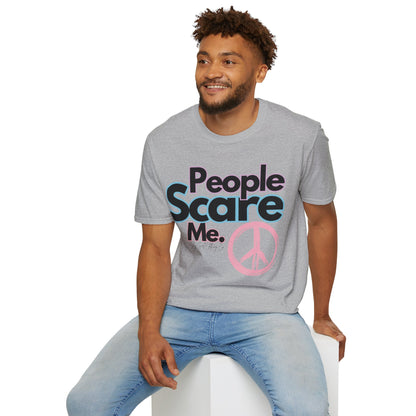 People Scare Me Unisex Softstyle T-Shirt- Peace Sign