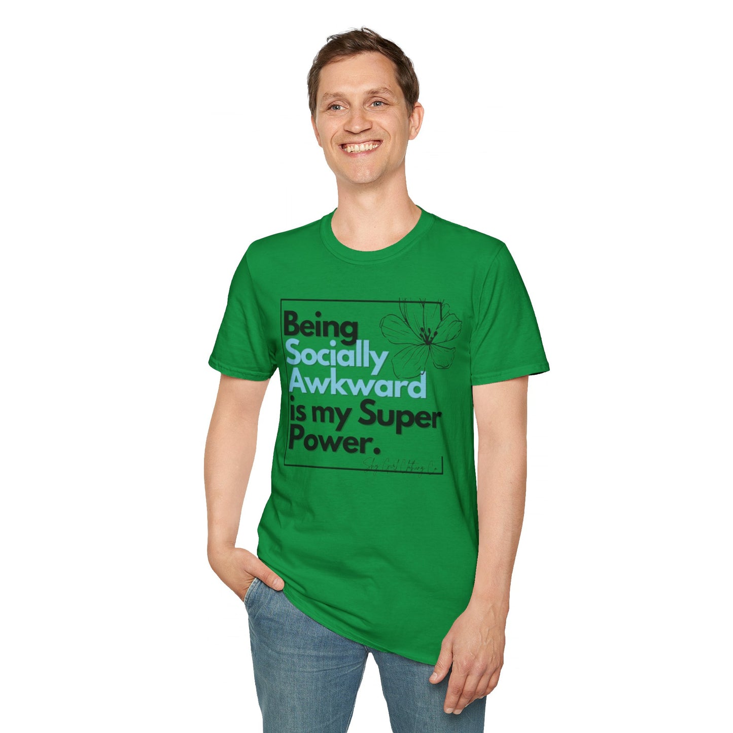 Being Socially Awkward is my Super Power Unisex Softstyle T-Shirt- Boxed Floral