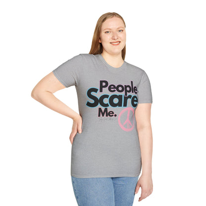 People Scare Me Unisex Softstyle T-Shirt- Peace Sign