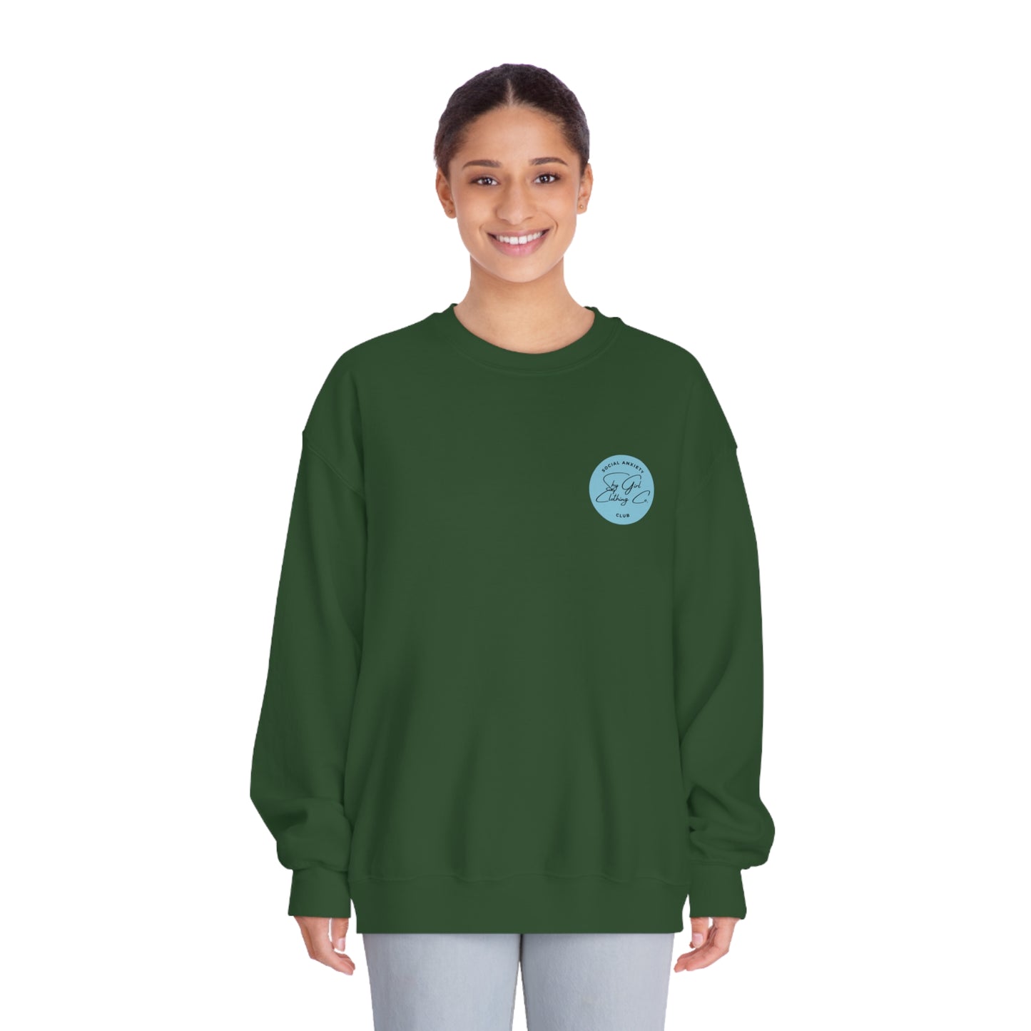 Social Anxiety Warrior Unisex DryBlend® Crewneck Sweatshirt- Standard Scribble Logo Back