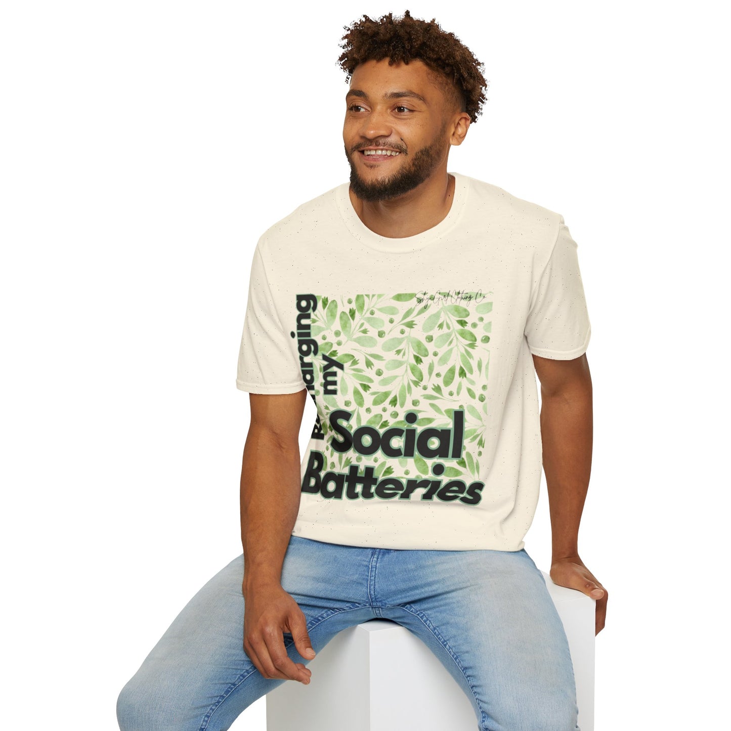 Recharging my Social Batteries Unisex Softstyle T-Shirt- Floral