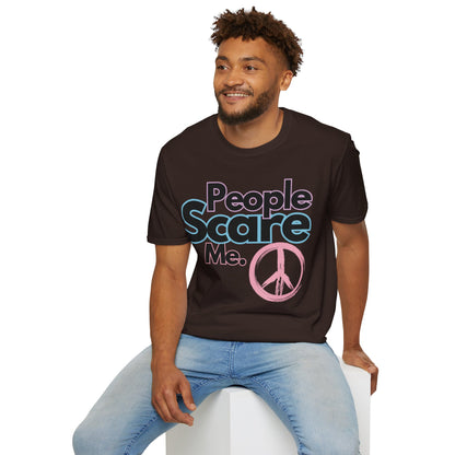 People Scare Me Unisex Softstyle T-Shirt- Peace Sign
