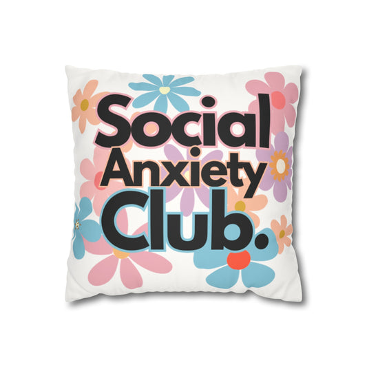 Social Anxiety Club Faux Suede Square Pillowcase- Floral
