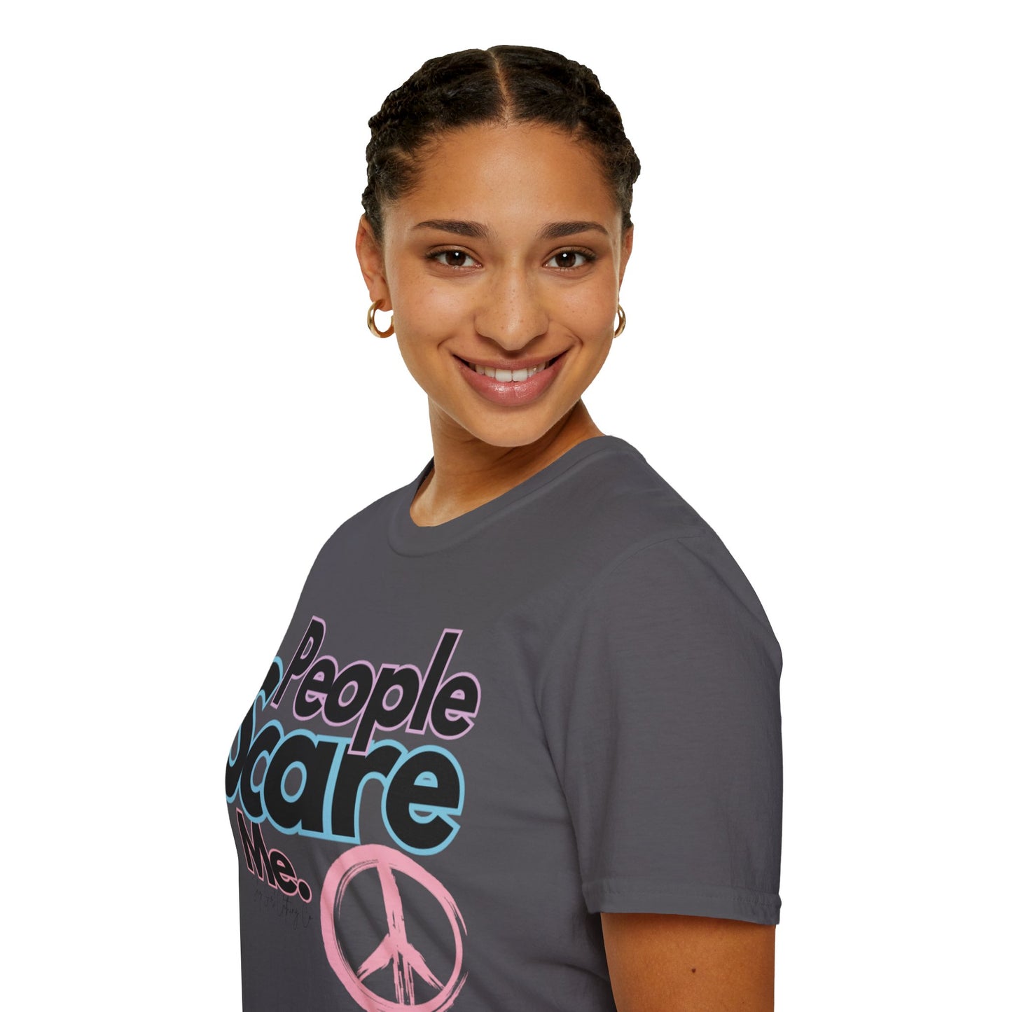 People Scare Me Unisex Softstyle T-Shirt- Peace Sign
