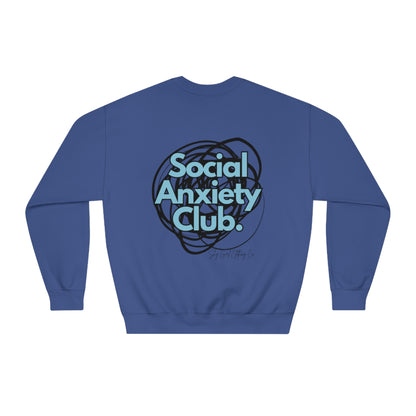 Social Anxiety Warrior Unisex DryBlend® Crewneck Sweatshirt- Standard Scribble Logo Back