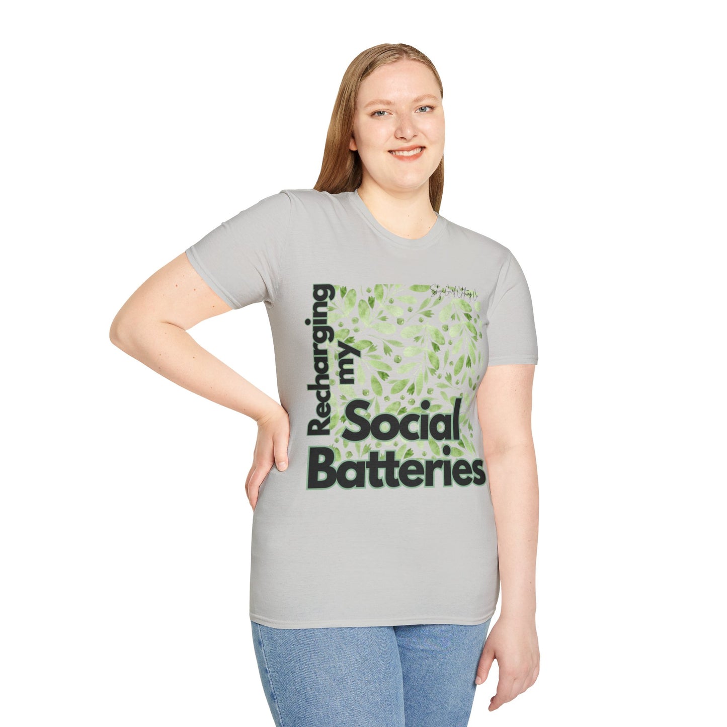 Recharging my Social Batteries Unisex Softstyle T-Shirt- Floral