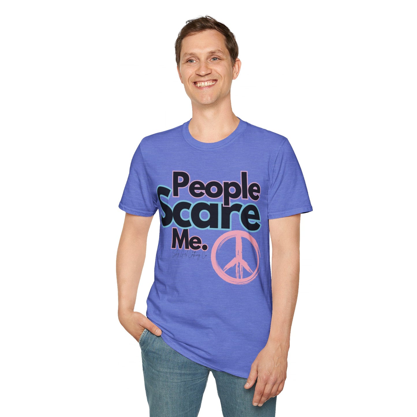 People Scare Me Unisex Softstyle T-Shirt- Peace Sign