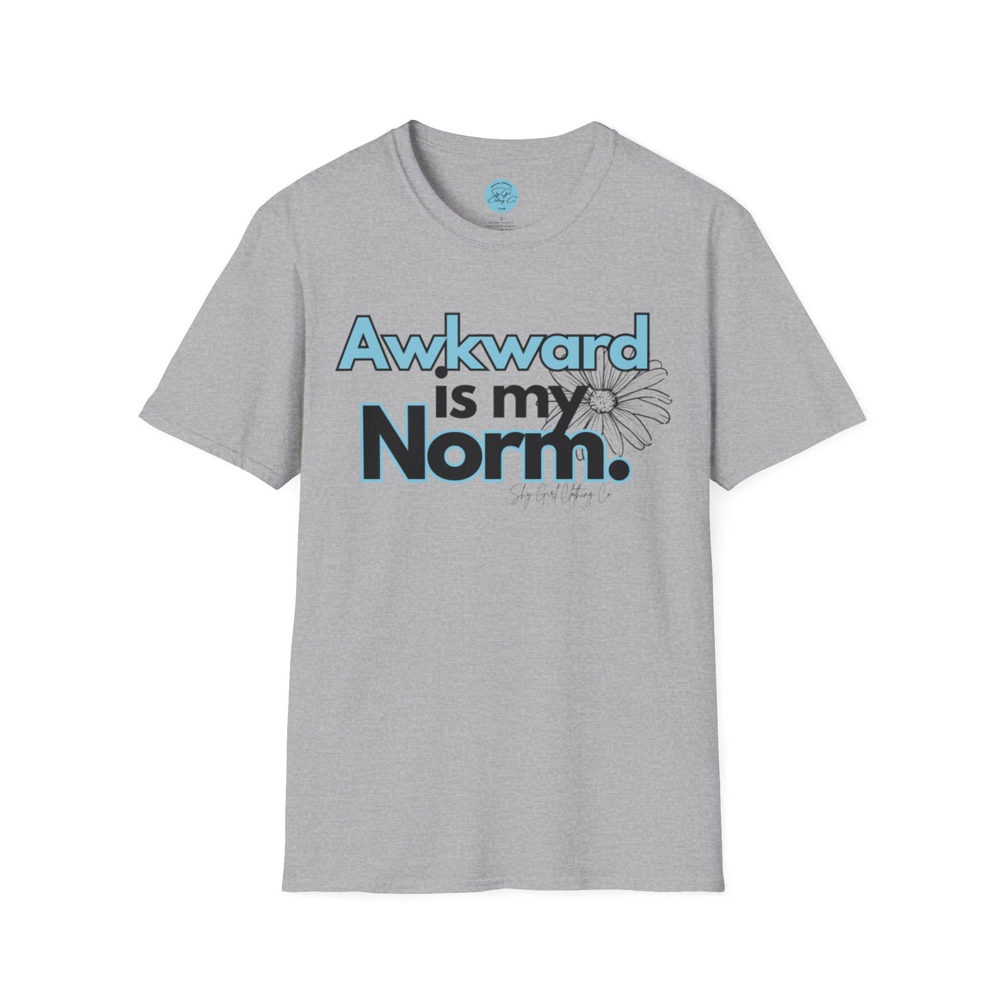 Awkward is my Norm Blue Unisex Softstyle T-Shirt- Floral