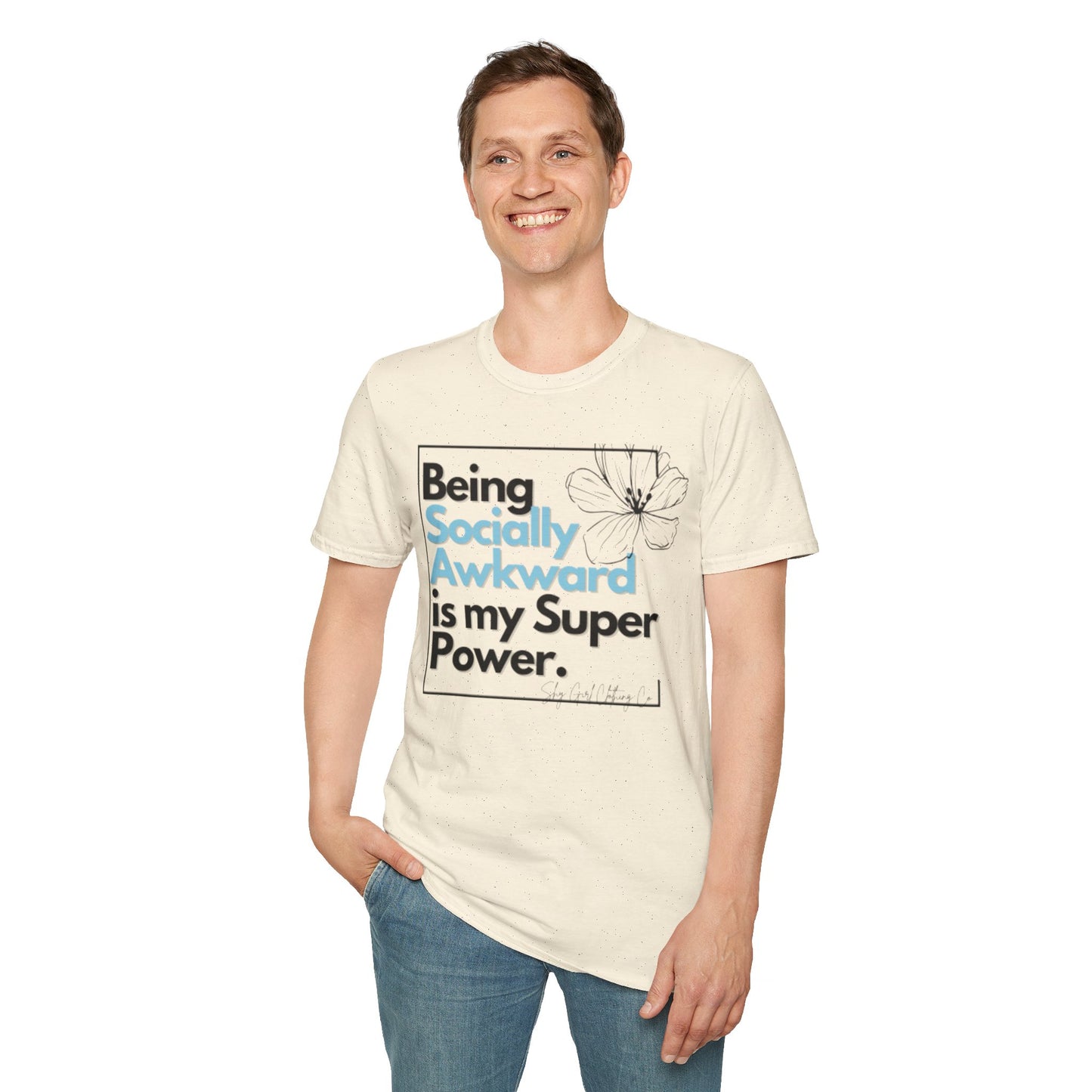 Being Socially Awkward is my Super Power Unisex Softstyle T-Shirt- Boxed Floral