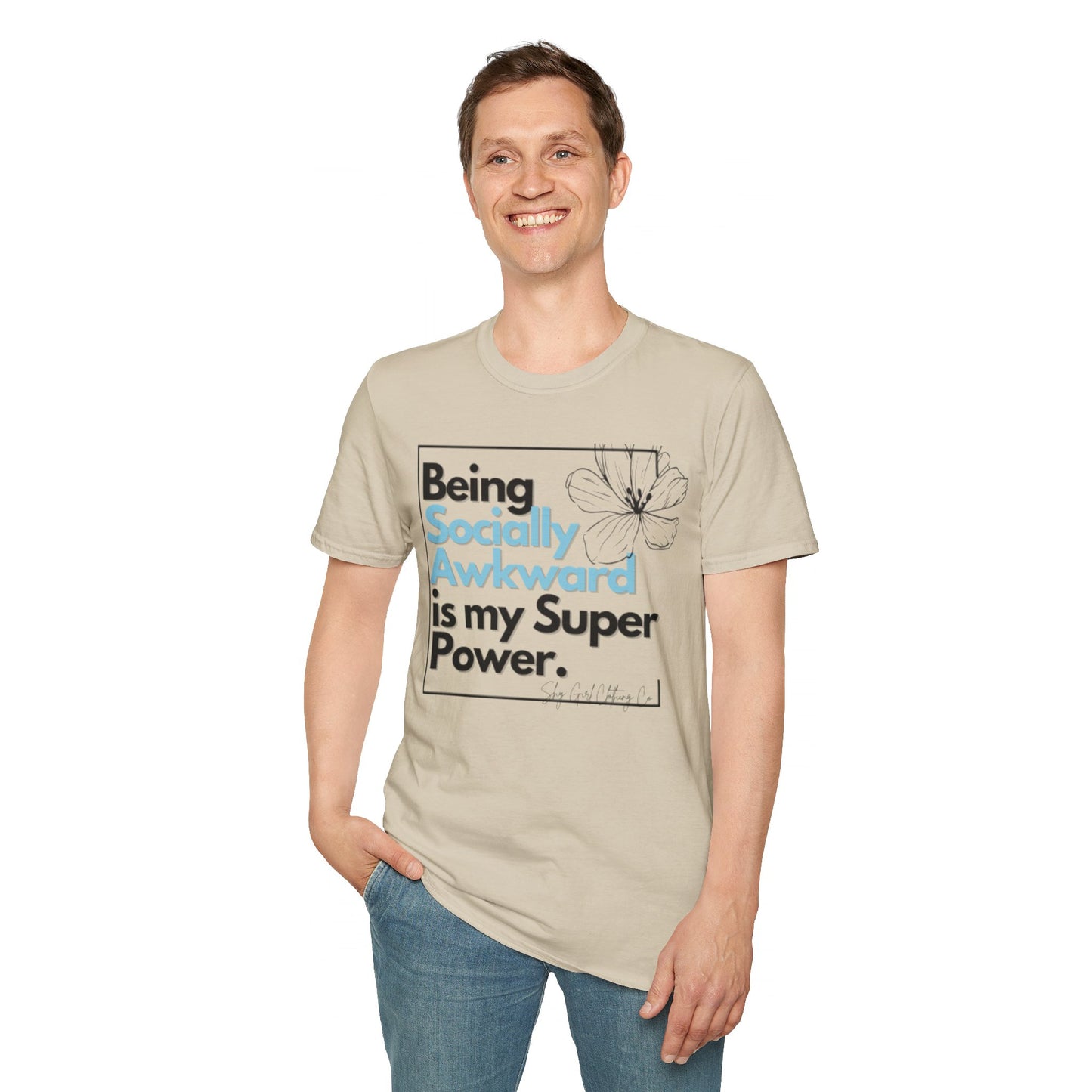 Being Socially Awkward is my Super Power Unisex Softstyle T-Shirt- Boxed Floral
