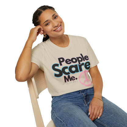 People Scare Me Unisex Softstyle T-Shirt- Peace Sign