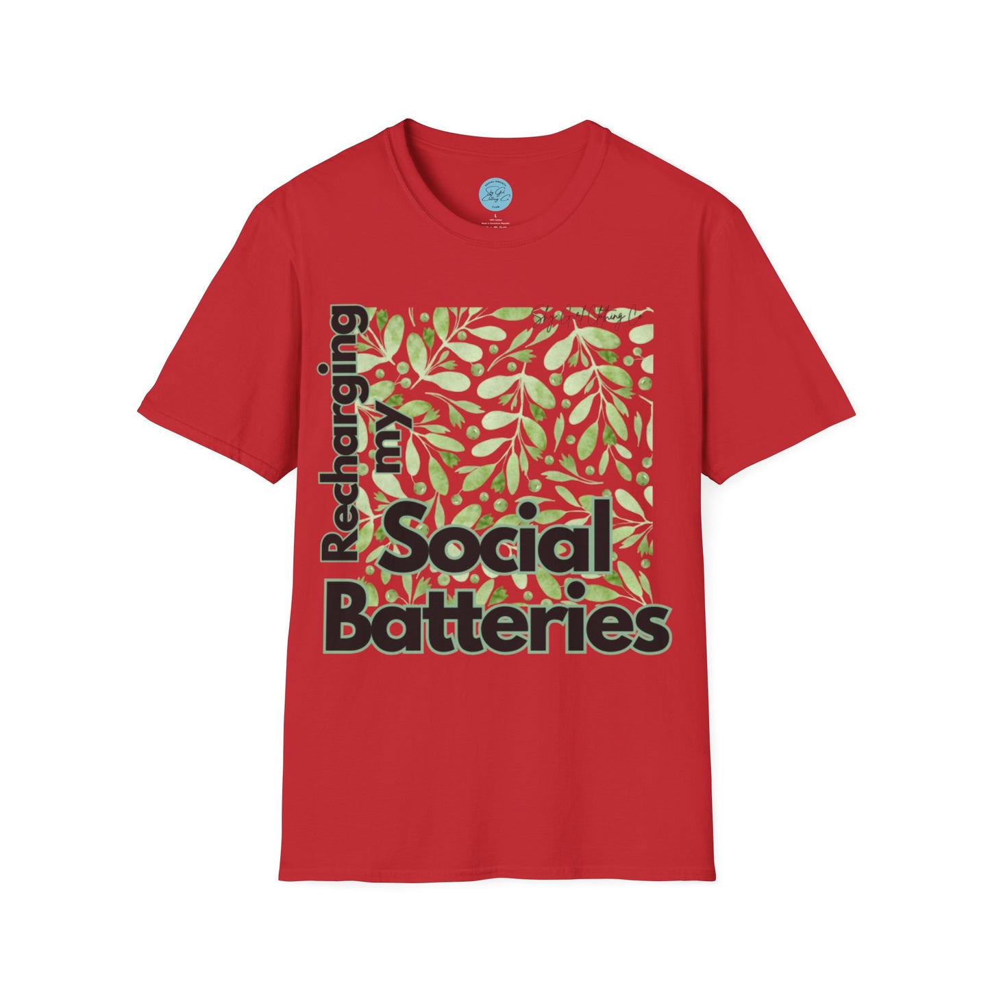 Recharging my Social Batteries Unisex Softstyle T-Shirt- Floral