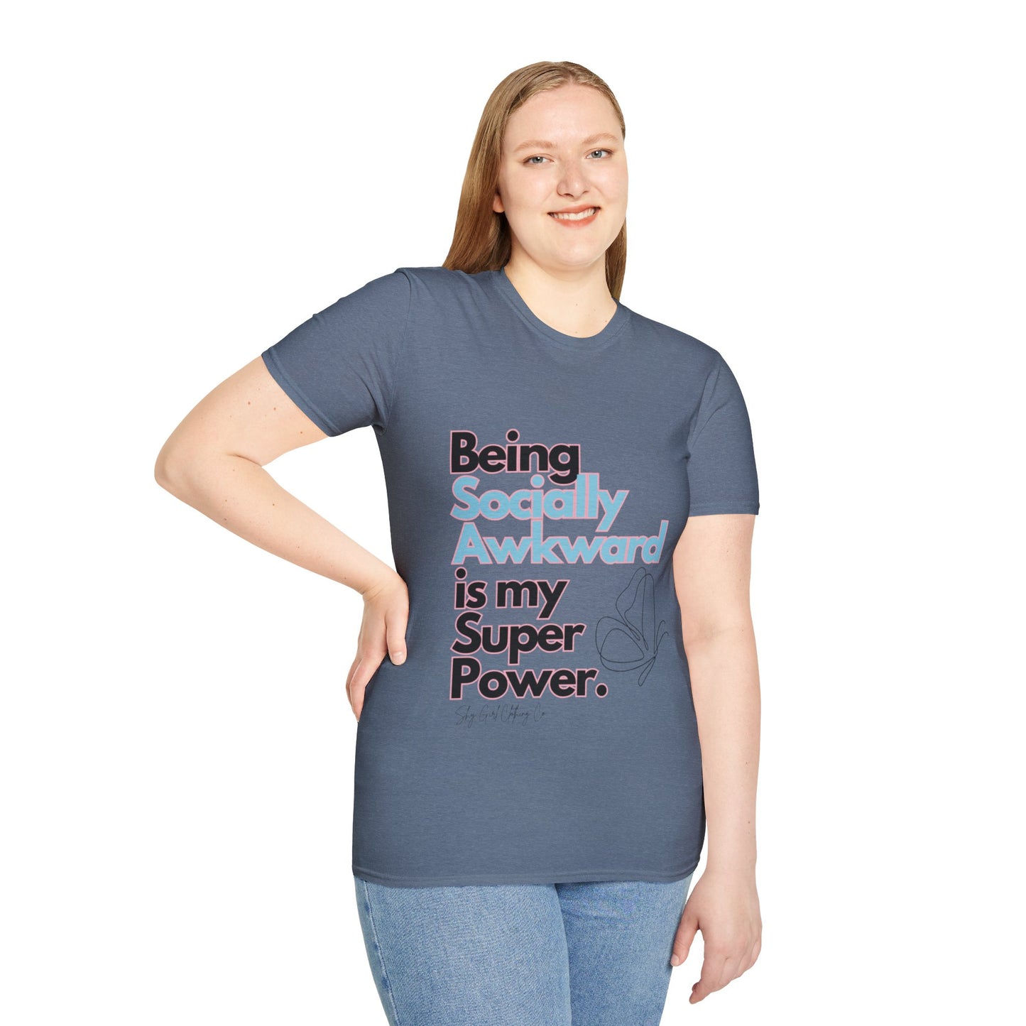 Being Socially Awkward is my Super Power Unisex Softstyle T-Shirt- Butterfly