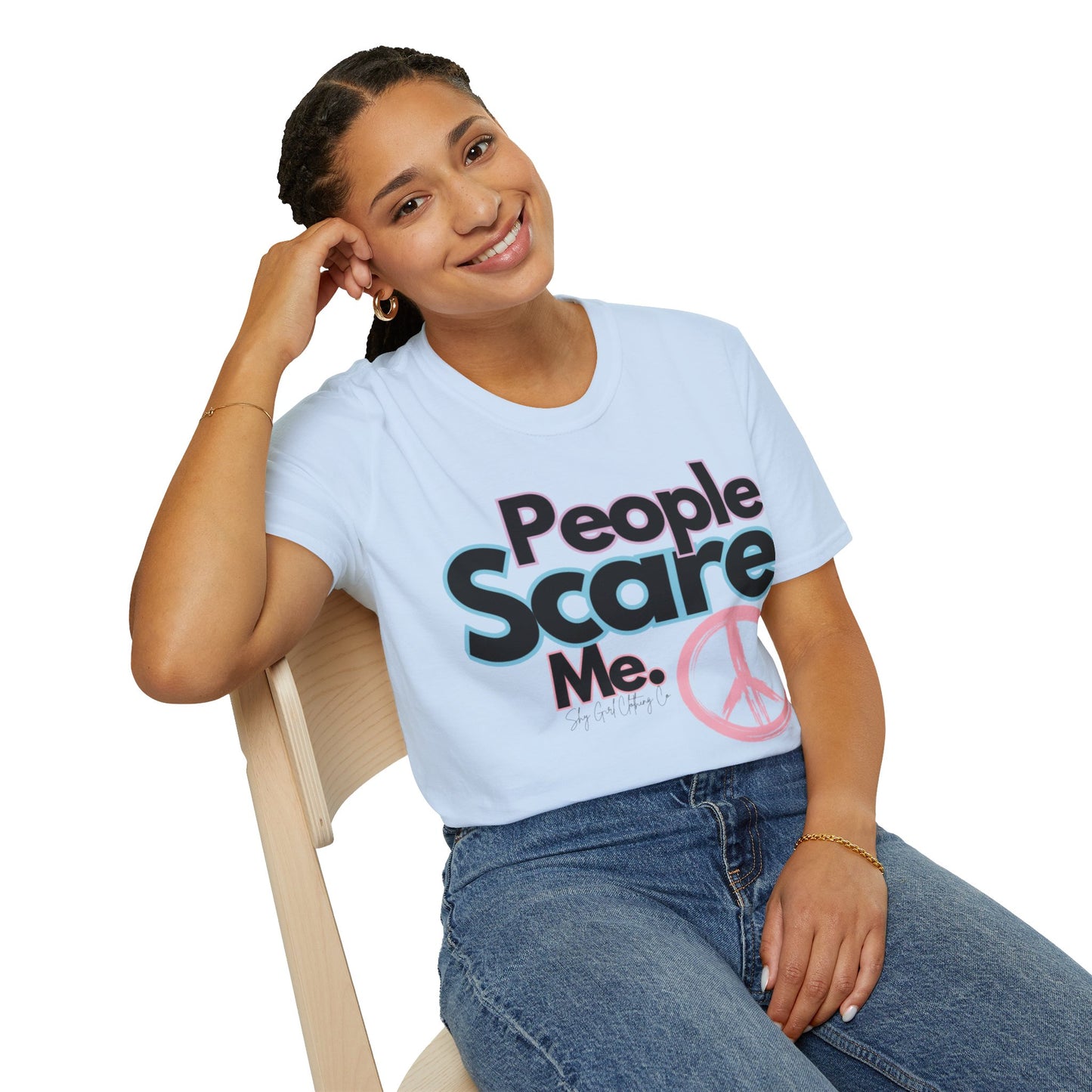 People Scare Me Unisex Softstyle T-Shirt- Peace Sign