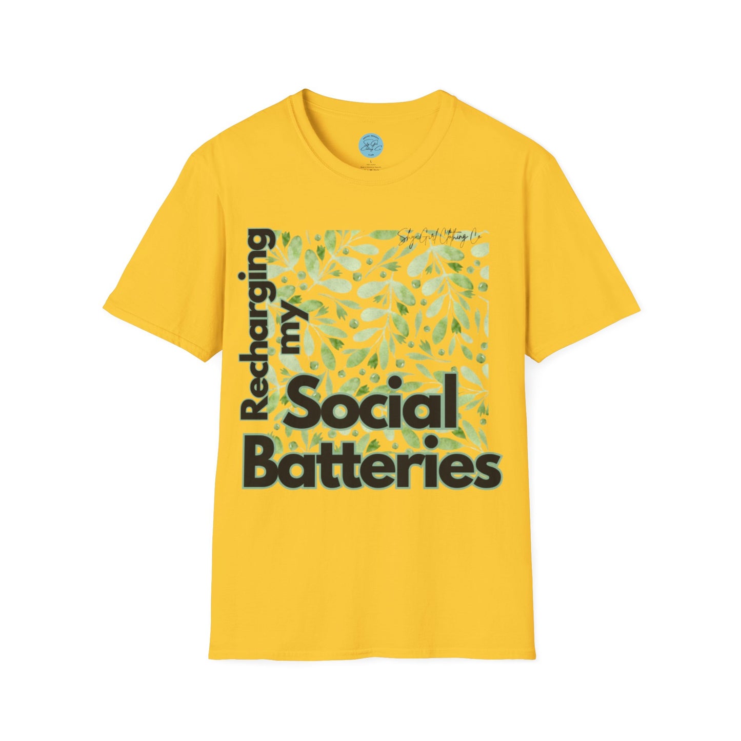 Recharging my Social Batteries Unisex Softstyle T-Shirt- Floral