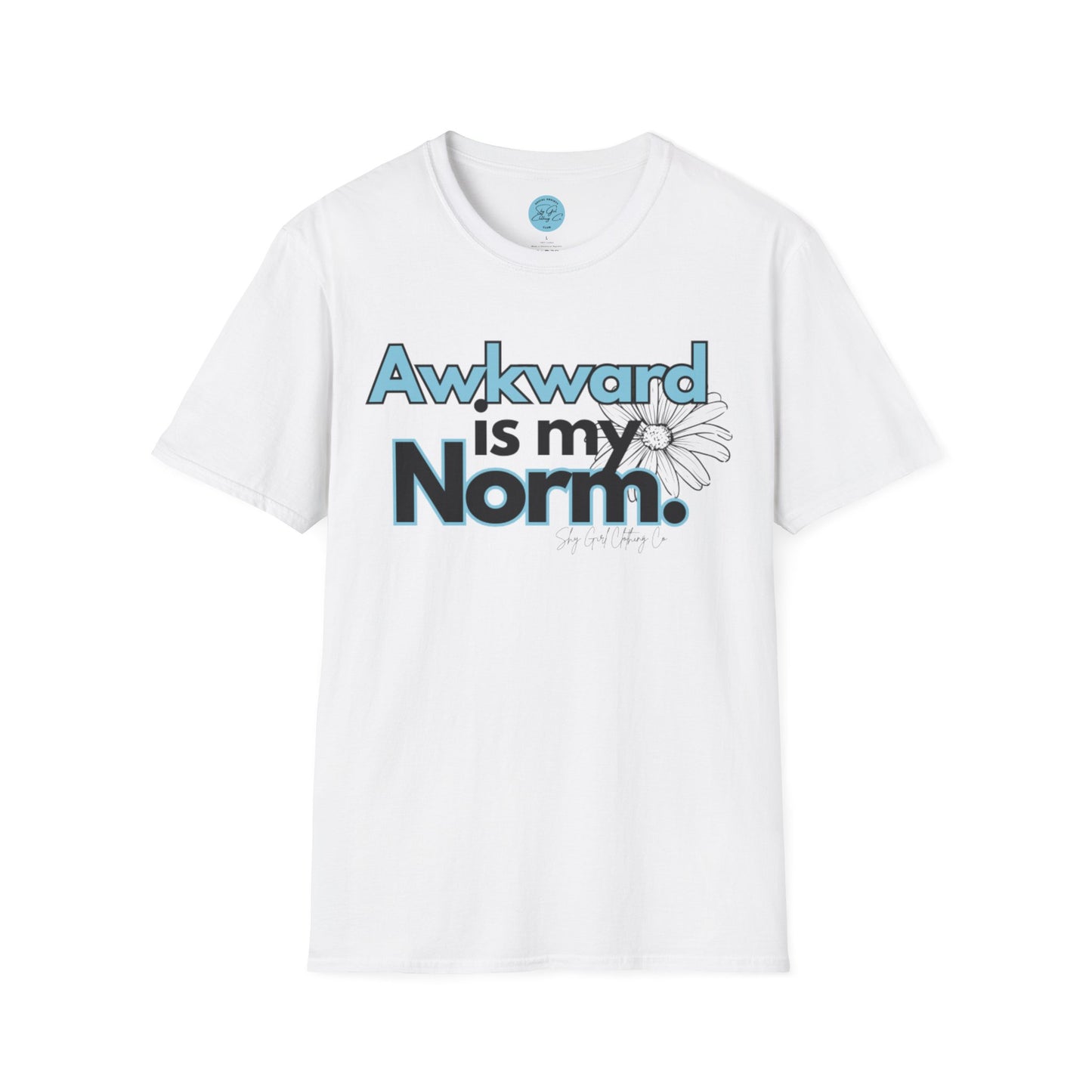 Awkward is my Norm Blue Unisex Softstyle T-Shirt- Floral