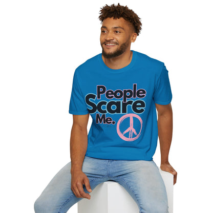 People Scare Me Unisex Softstyle T-Shirt- Peace Sign