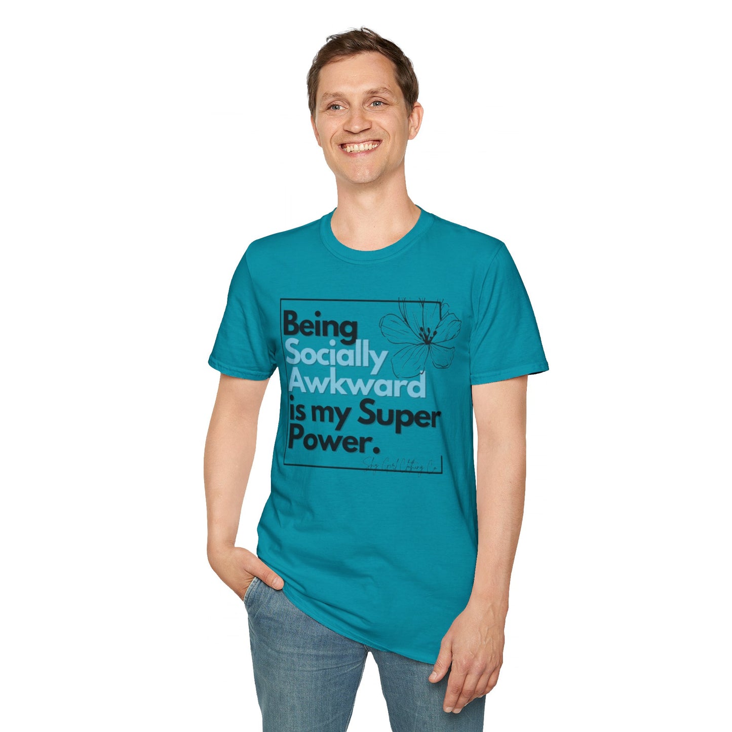 Being Socially Awkward is my Super Power Unisex Softstyle T-Shirt- Boxed Floral