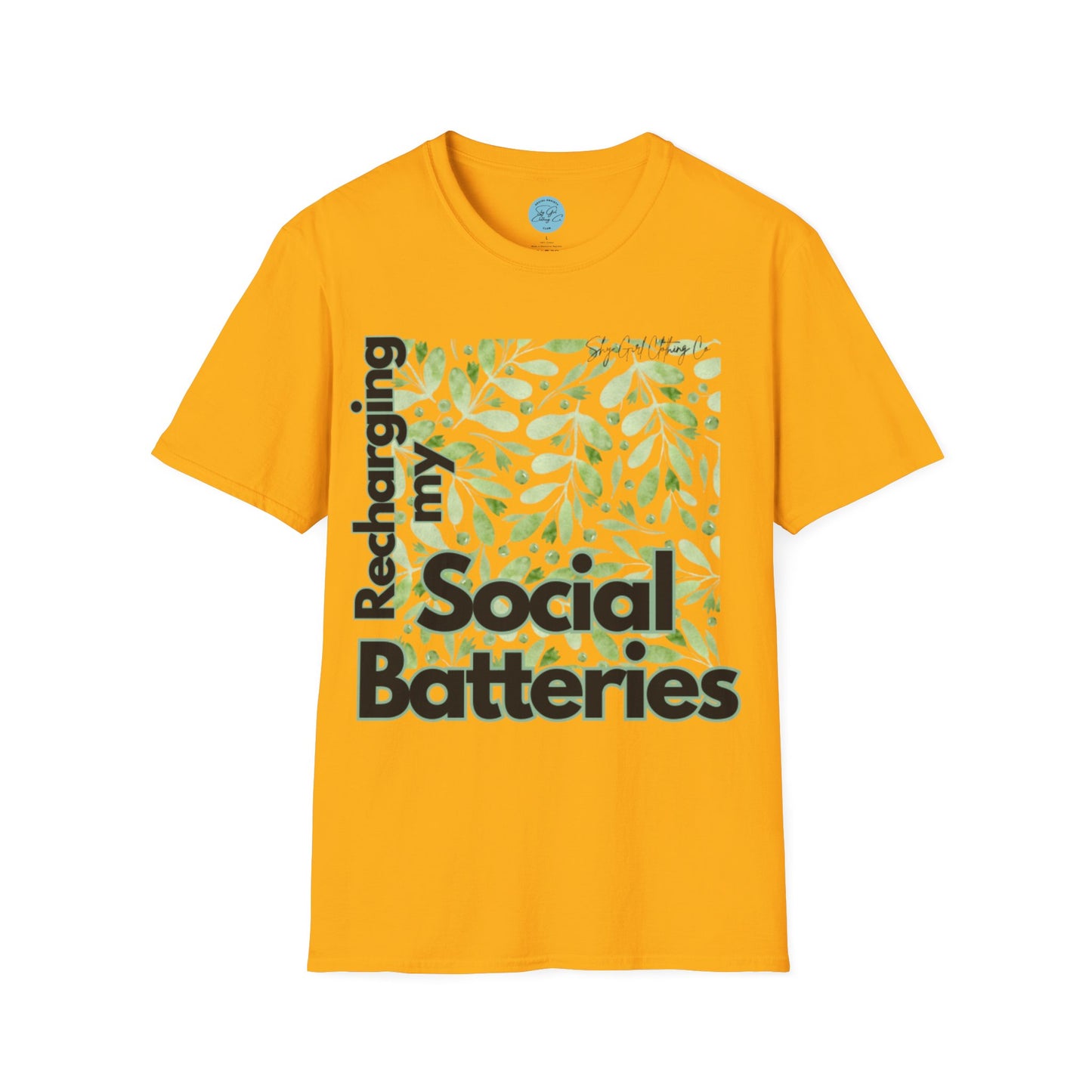 Recharging my Social Batteries Unisex Softstyle T-Shirt- Floral