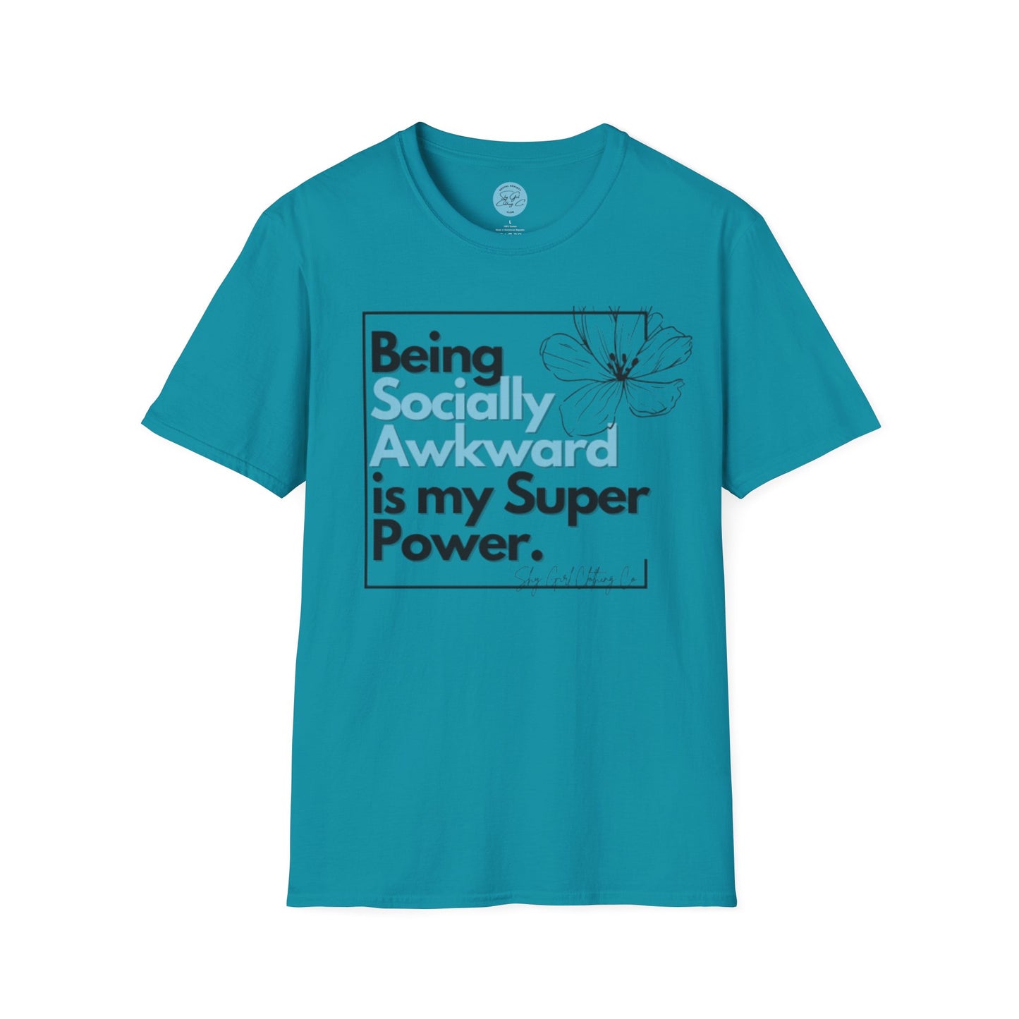 Being Socially Awkward is my Super Power Unisex Softstyle T-Shirt- Boxed Floral