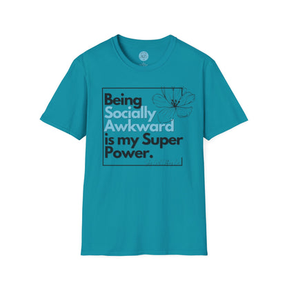 Being Socially Awkward is my Super Power Unisex Softstyle T-Shirt- Boxed Floral