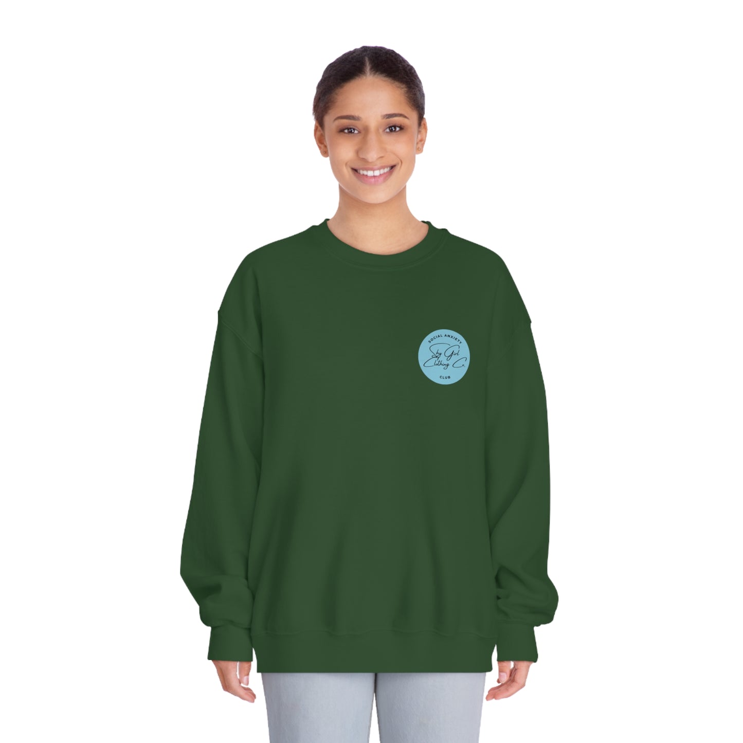 Being Socially Awkward Unisex DryBlend® Crewneck Sweatshirt- Standard Square Logo Back