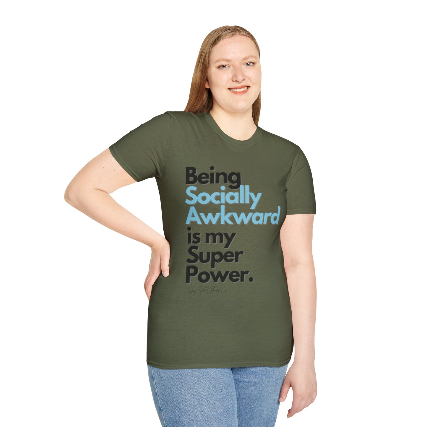 Being Socially Awkward is my Super Power Unisex Softstyle T-Shirt- Standard