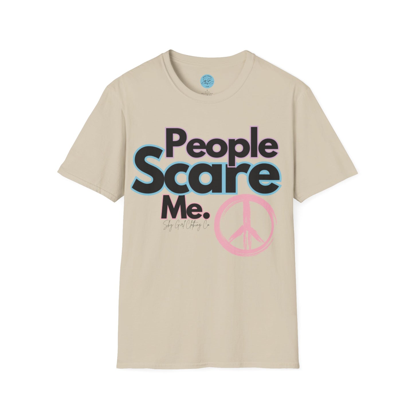 People Scare Me Unisex Softstyle T-Shirt- Peace Sign