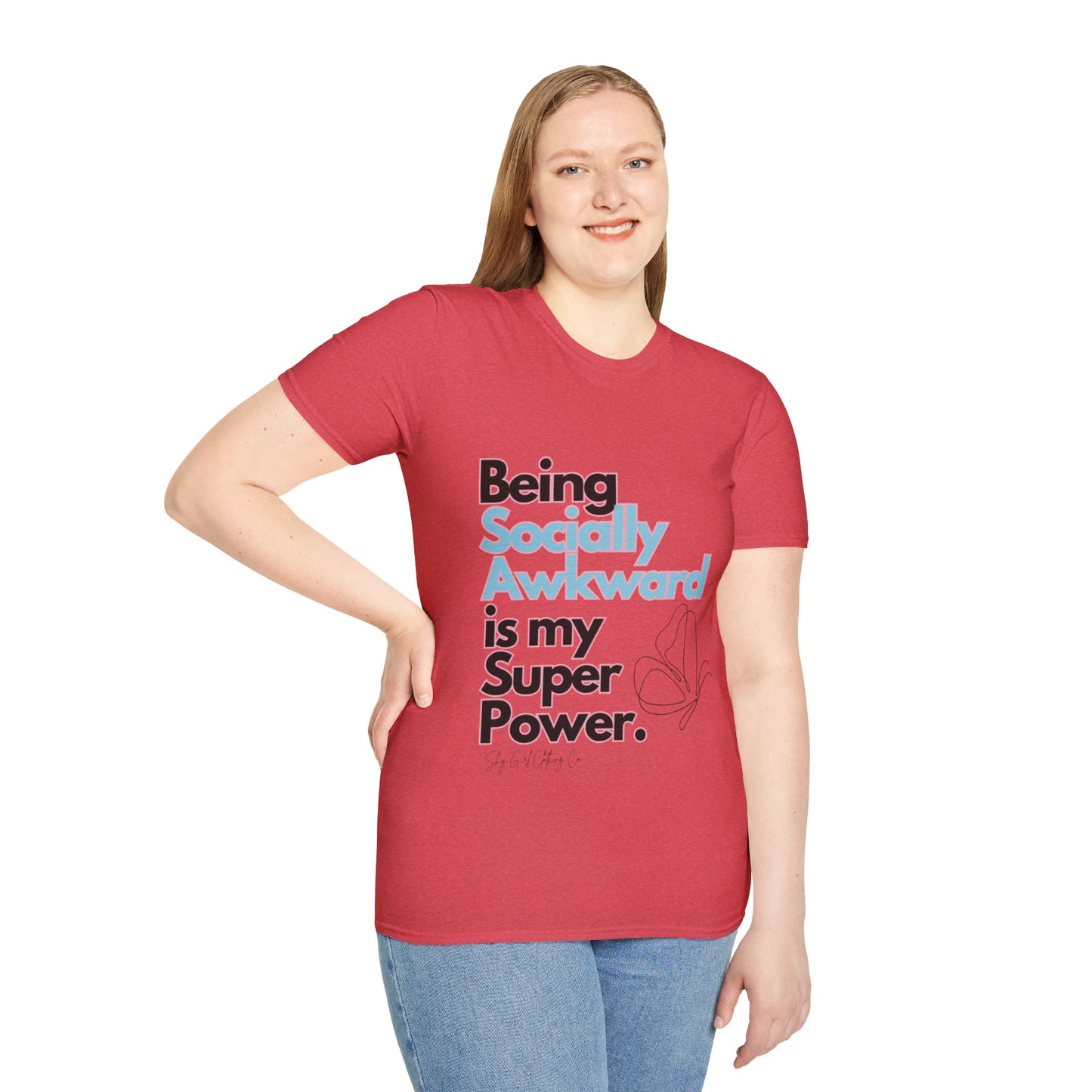 Being Socially Awkward is my Super Power Unisex Softstyle T-Shirt- Butterfly