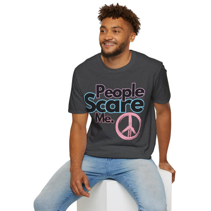 People Scare Me Unisex Softstyle T-Shirt- Peace Sign