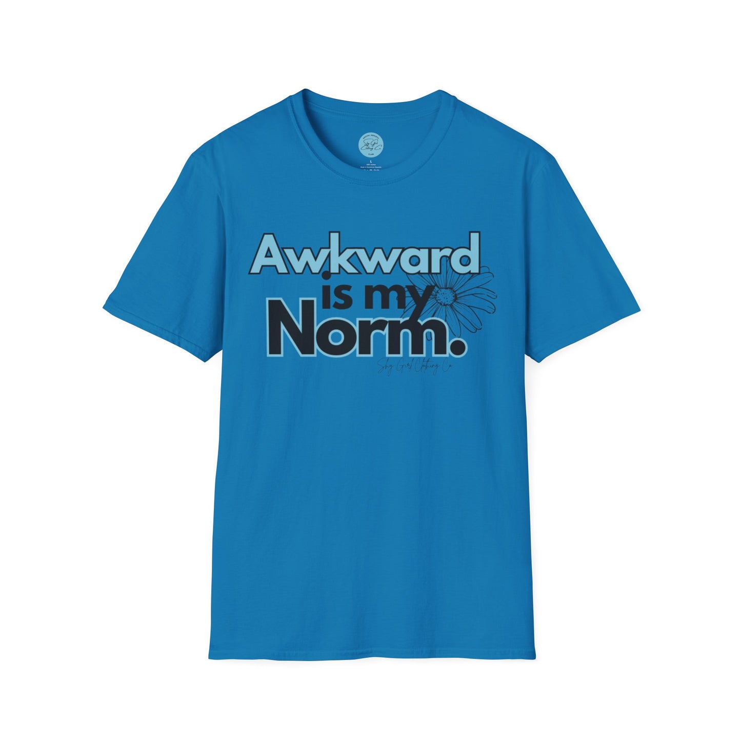 Awkward is my Norm Blue Unisex Softstyle T-Shirt- Floral