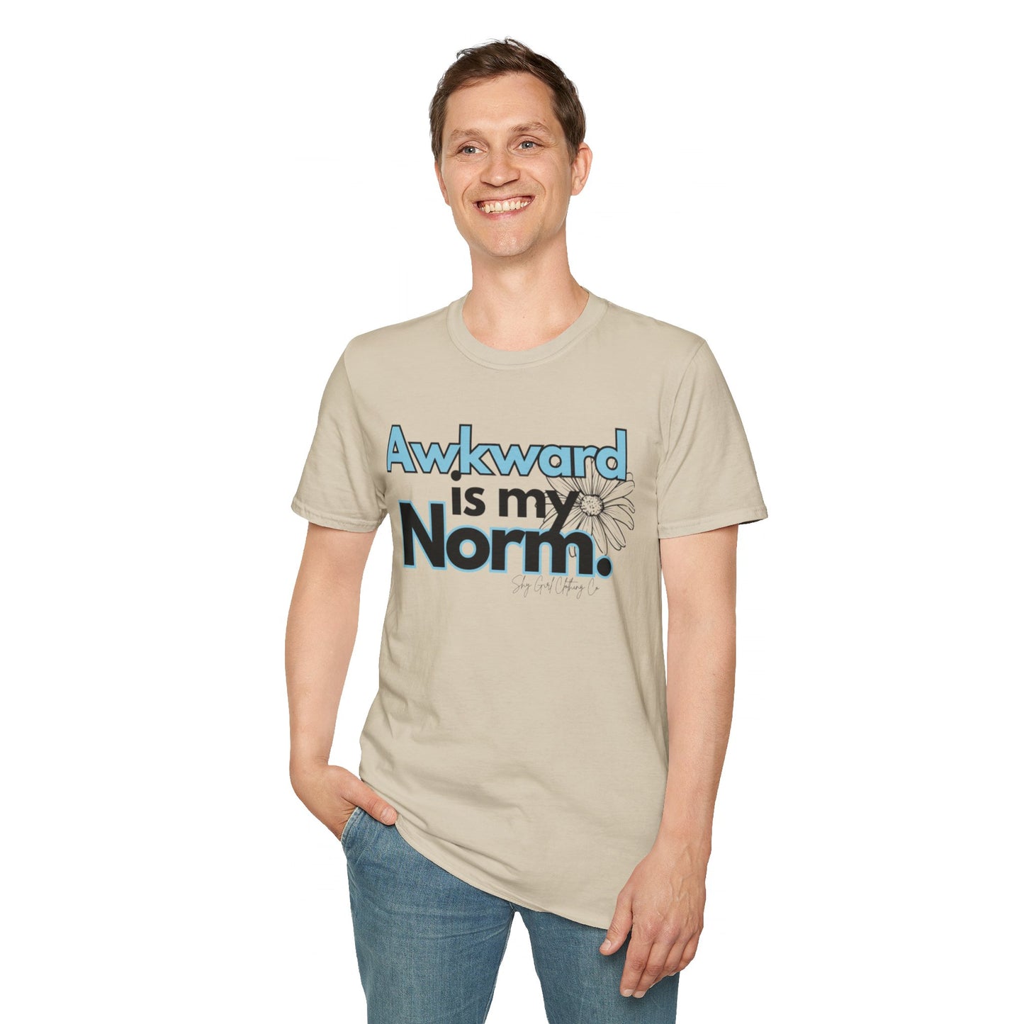 Awkward is my Norm Blue Unisex Softstyle T-Shirt- Floral