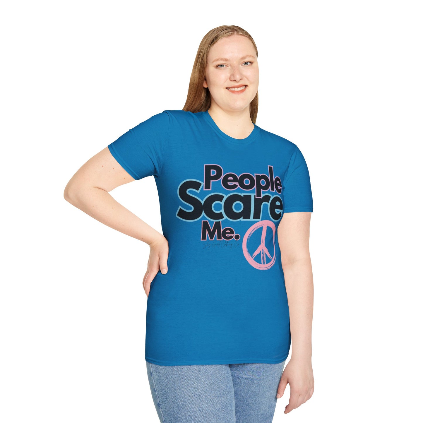 People Scare Me Unisex Softstyle T-Shirt- Peace Sign