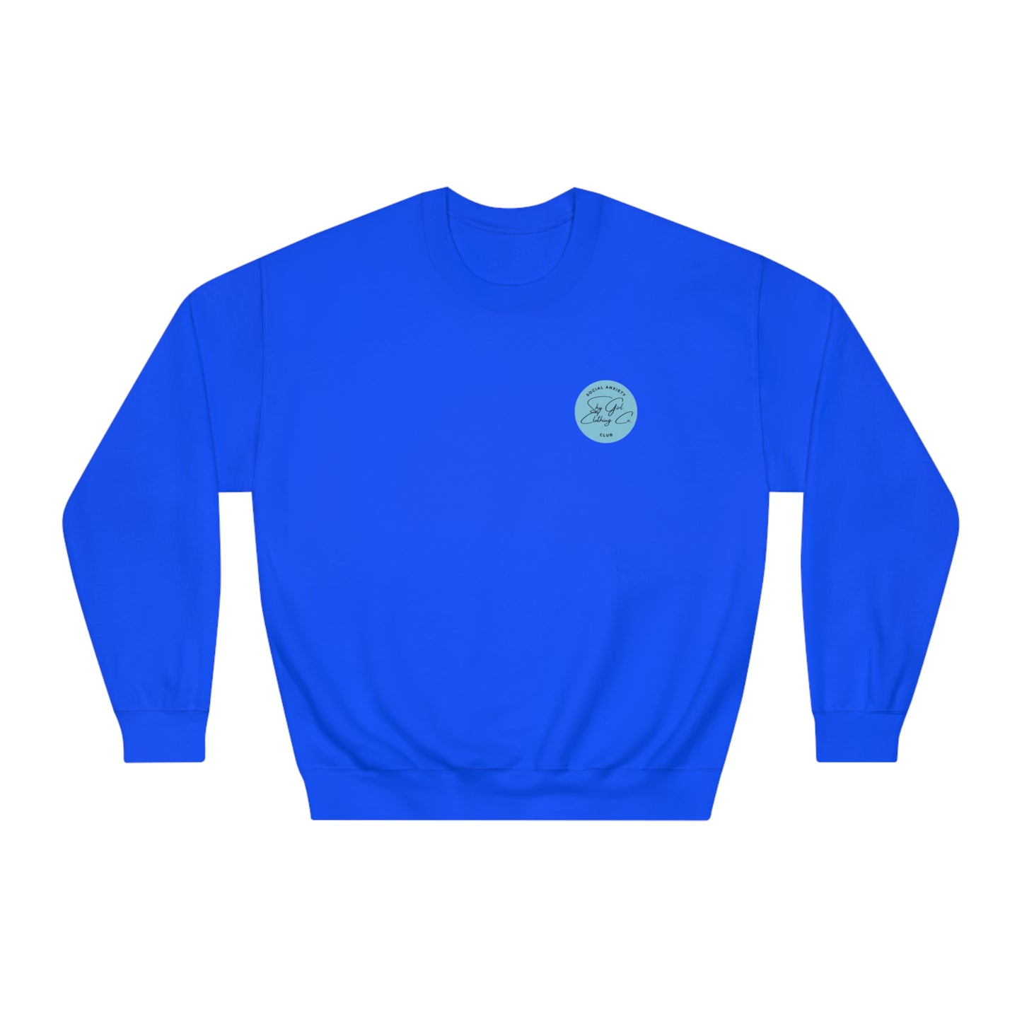 Social Anxiety Warrior Unisex DryBlend® Crewneck Sweatshirt- Standard Scribble Logo Back