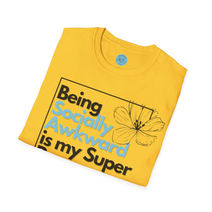 Being Socially Awkward is my Super Power Unisex Softstyle T-Shirt- Boxed Floral
