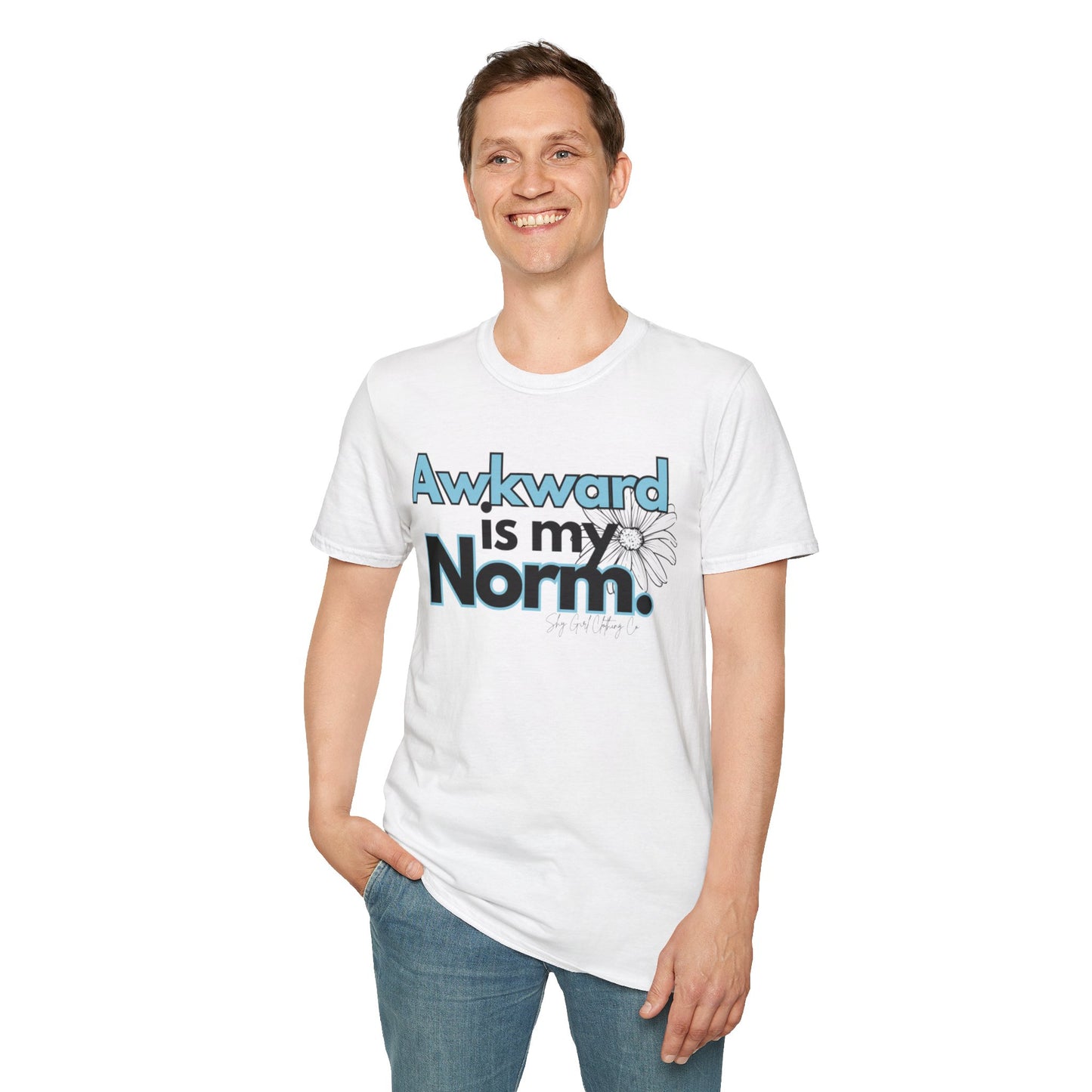 Awkward is my Norm Blue Unisex Softstyle T-Shirt- Floral