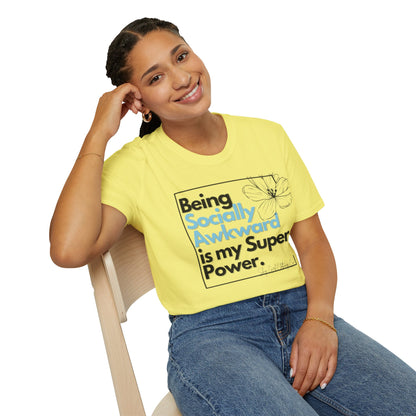 Being Socially Awkward is my Super Power Unisex Softstyle T-Shirt- Boxed Floral