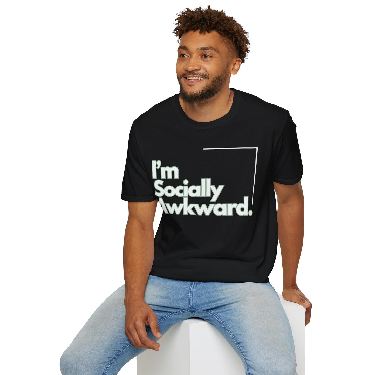 I'm Socially Awkward Unisex Softstyle T-Shirt-Logo White
