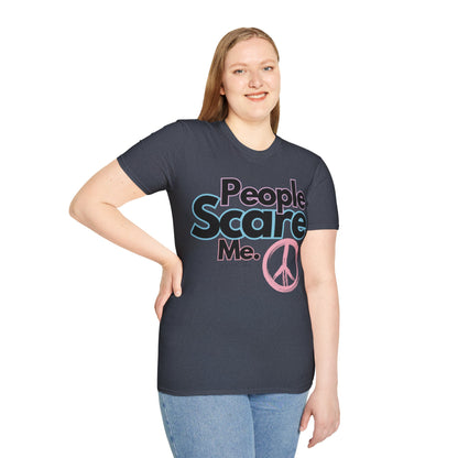 People Scare Me Unisex Softstyle T-Shirt- Peace Sign