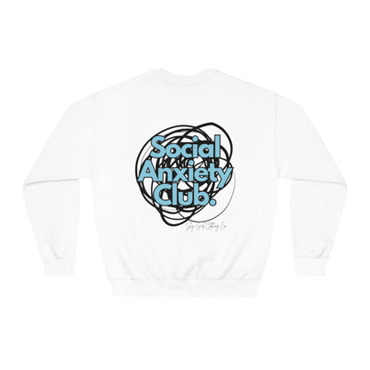 Social Anxiety Warrior Unisex DryBlend® Crewneck Sweatshirt- Standard Scribble Logo Back