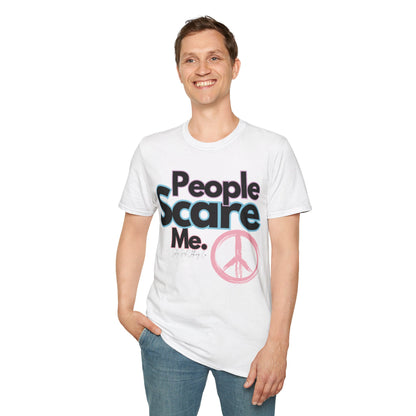 People Scare Me Unisex Softstyle T-Shirt- Peace Sign