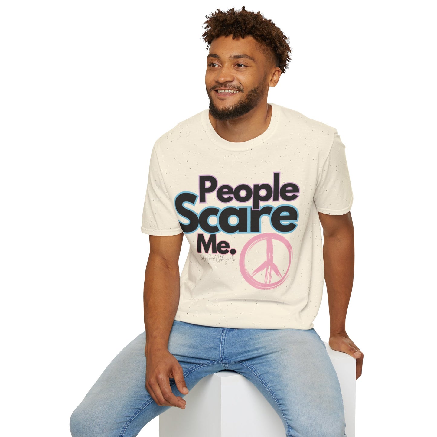 People Scare Me Unisex Softstyle T-Shirt- Peace Sign