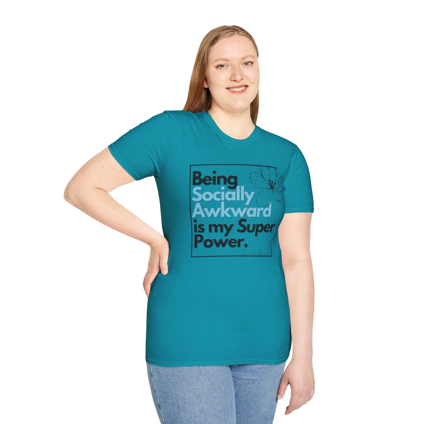 Being Socially Awkward is my Super Power Unisex Softstyle T-Shirt- Boxed Floral