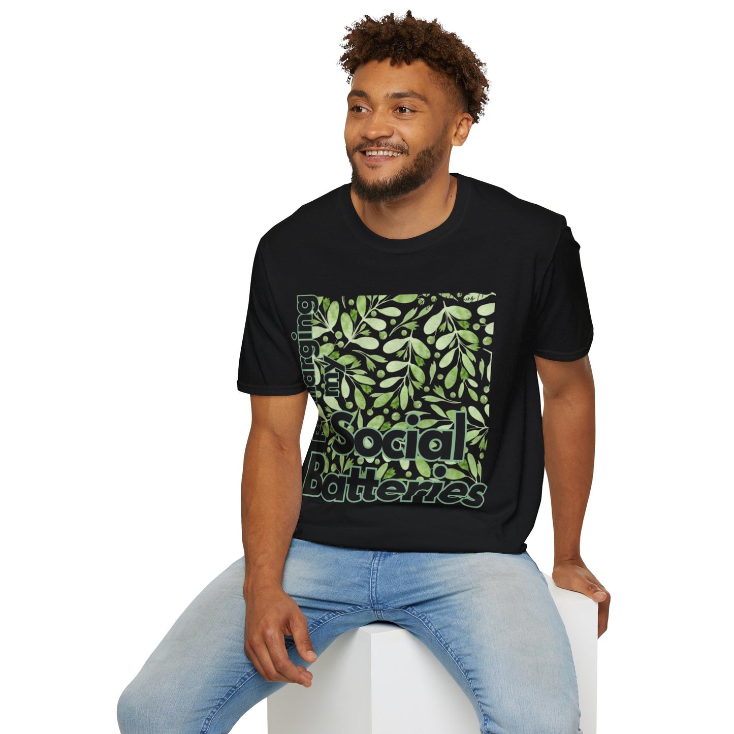 Recharging my Social Batteries Unisex Softstyle T-Shirt- Floral