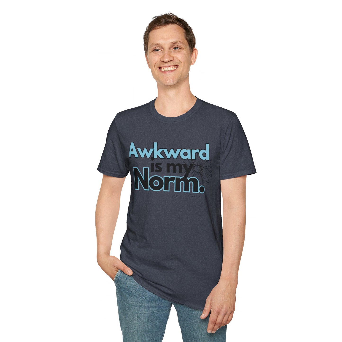 Awkward is my Norm Blue Unisex Softstyle T-Shirt- Floral