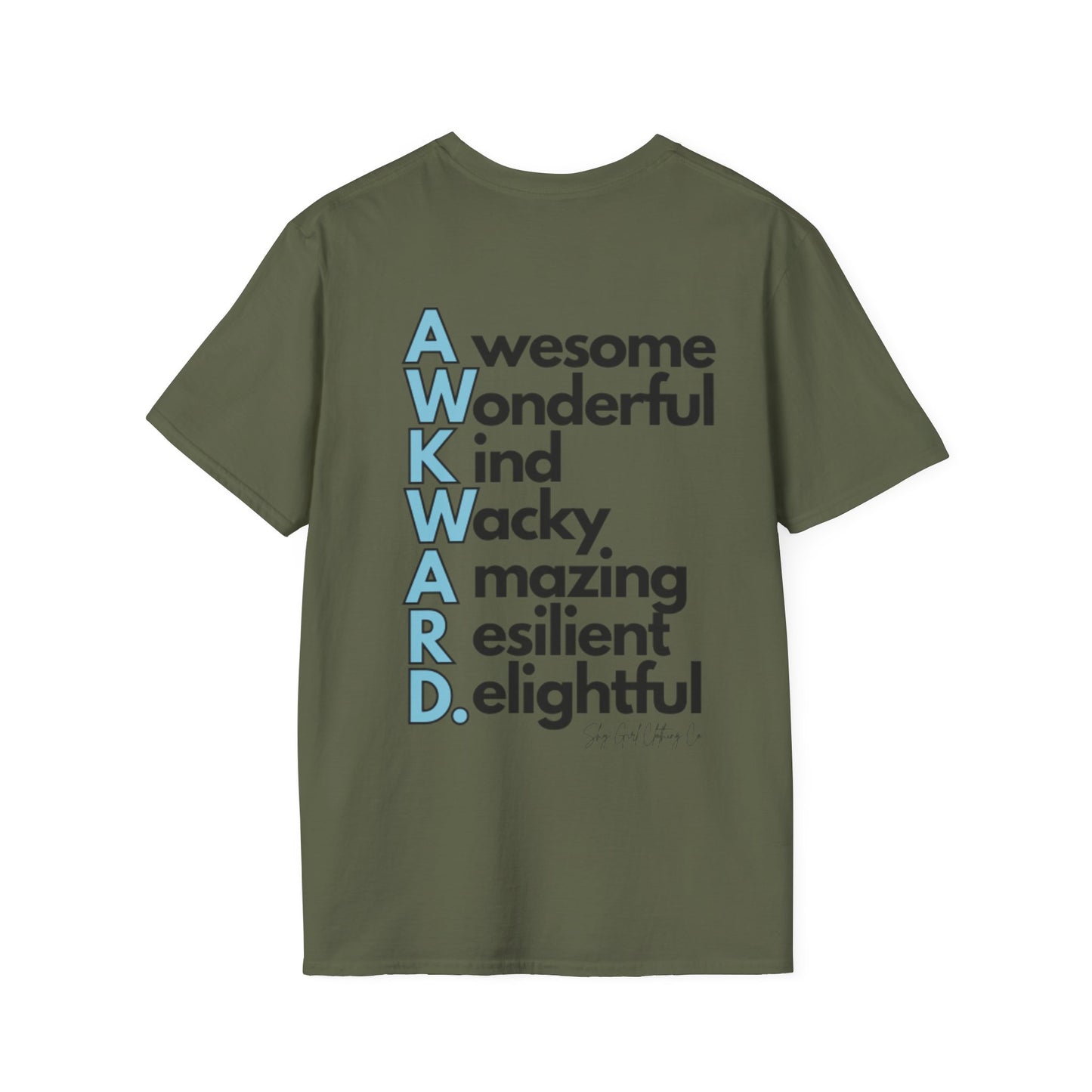 A.W.K.W.A.R.D. Unisex Softstyle T-Shirt- Standard Logo Back