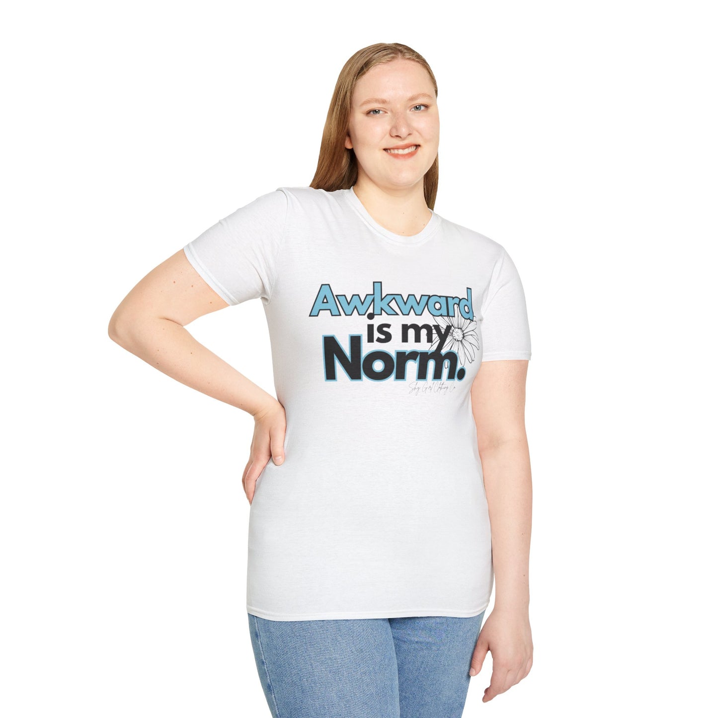 Awkward is my Norm Blue Unisex Softstyle T-Shirt- Floral