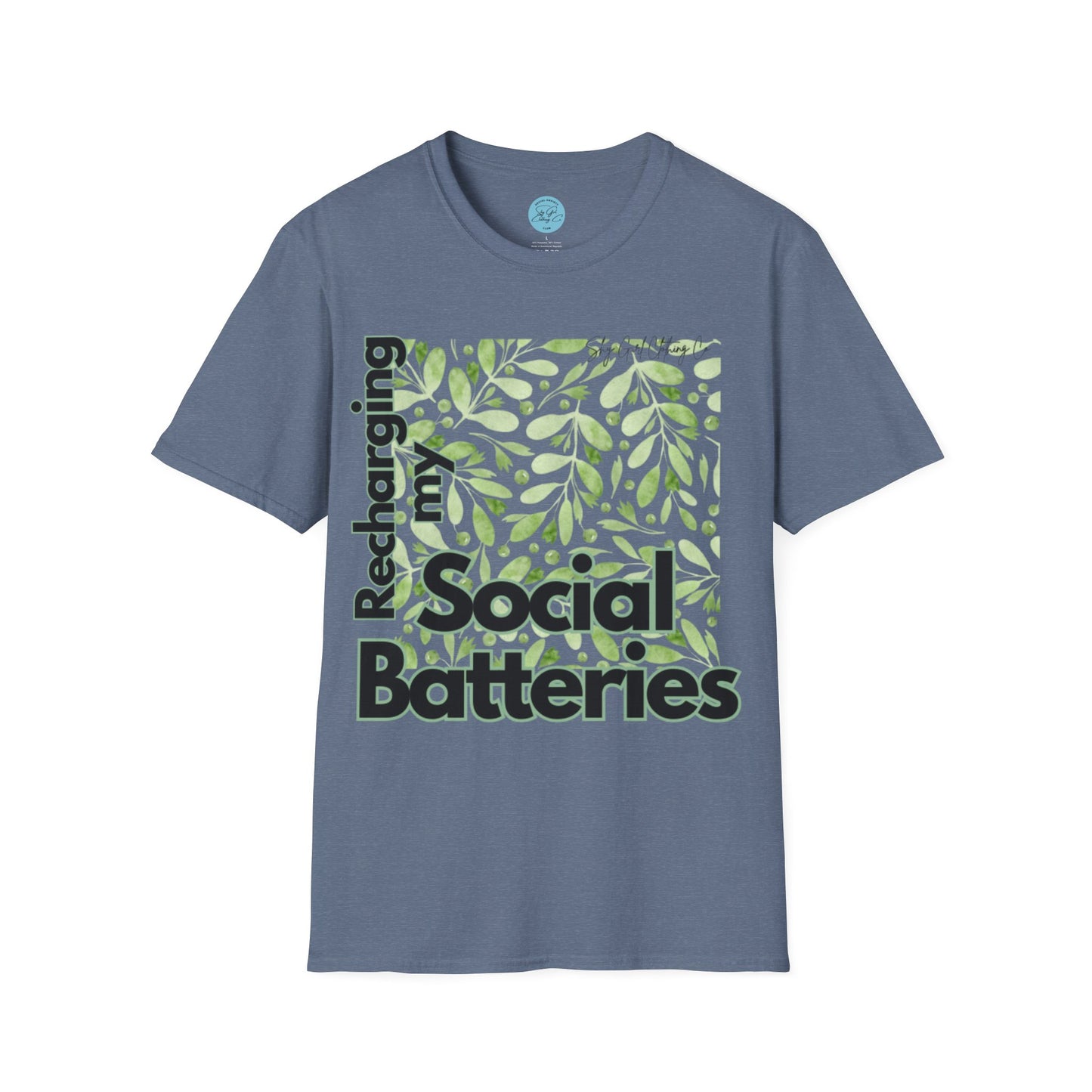 Recharging my Social Batteries Unisex Softstyle T-Shirt- Floral