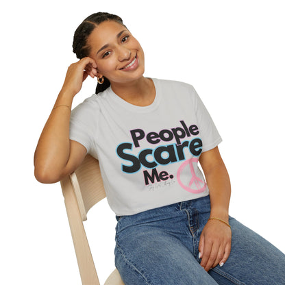 People Scare Me Unisex Softstyle T-Shirt- Peace Sign
