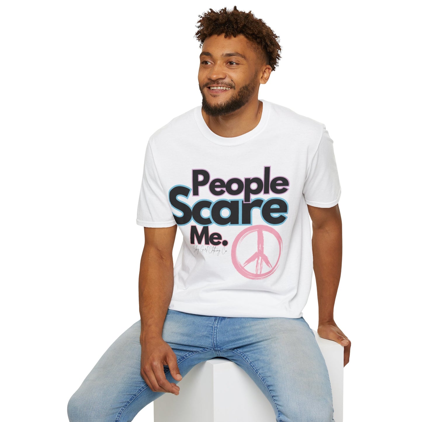 People Scare Me Unisex Softstyle T-Shirt- Peace Sign